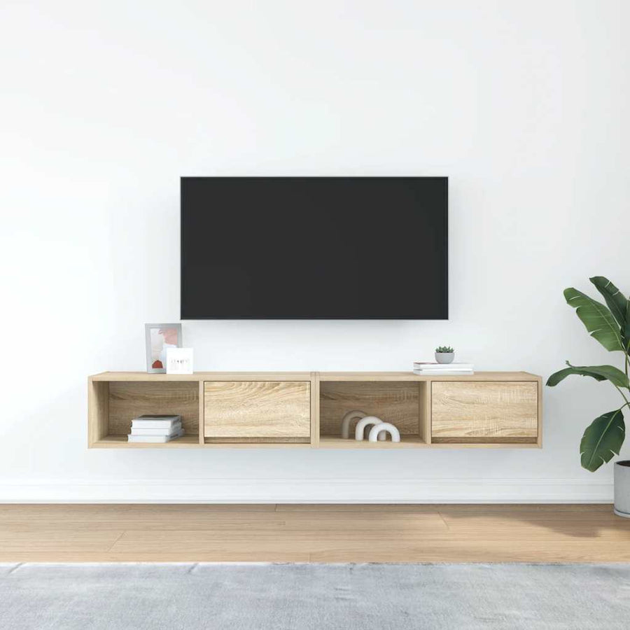 Tv-meubels 2 st 80x31x25,5 cm bewerkt hout sonoma eikenkleurig