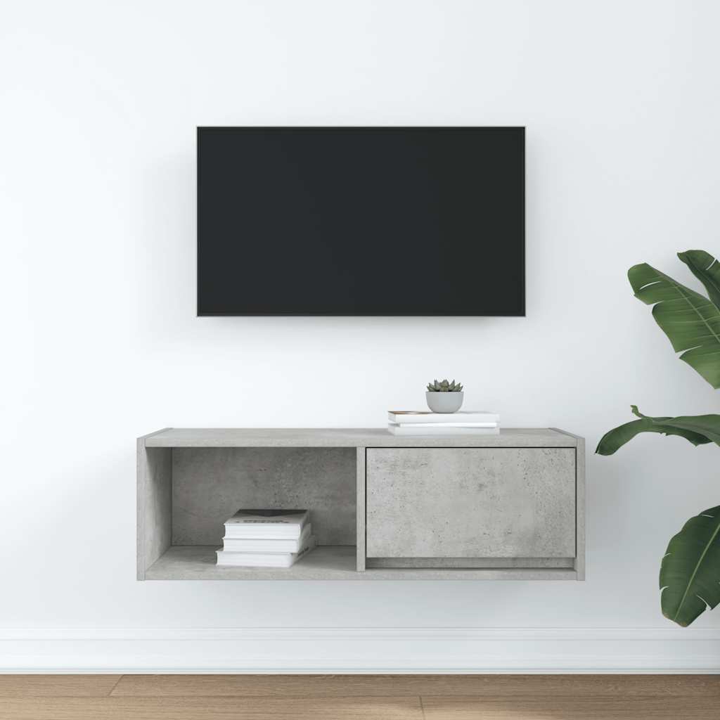 Tv-meubel 80x31x25,5 cm bewerkt hout betongrijs