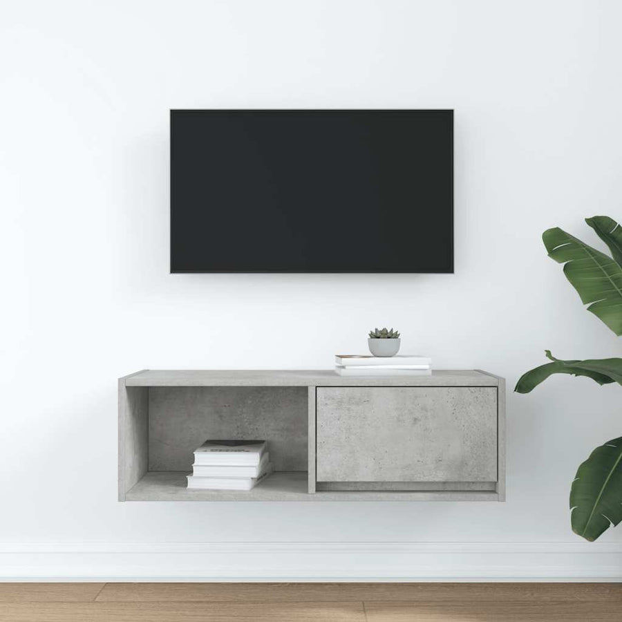 Tv-meubel 80x31x25,5 cm bewerkt hout betongrijs