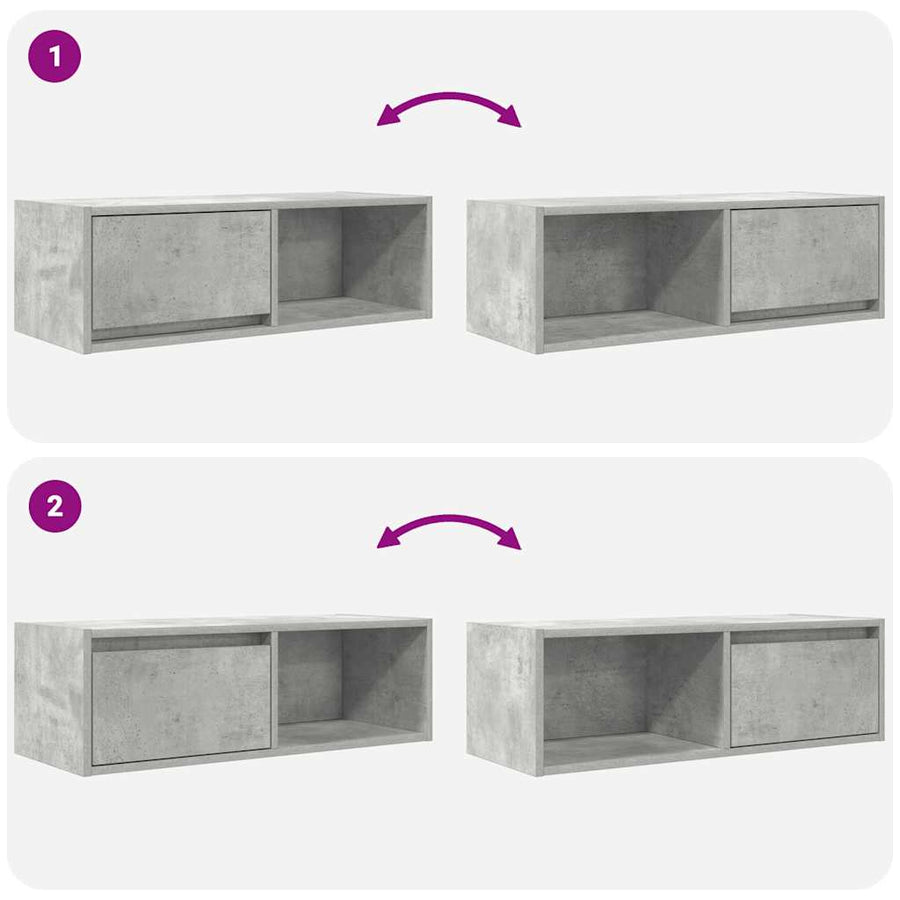 Tv-meubel 80x31x25,5 cm bewerkt hout betongrijs