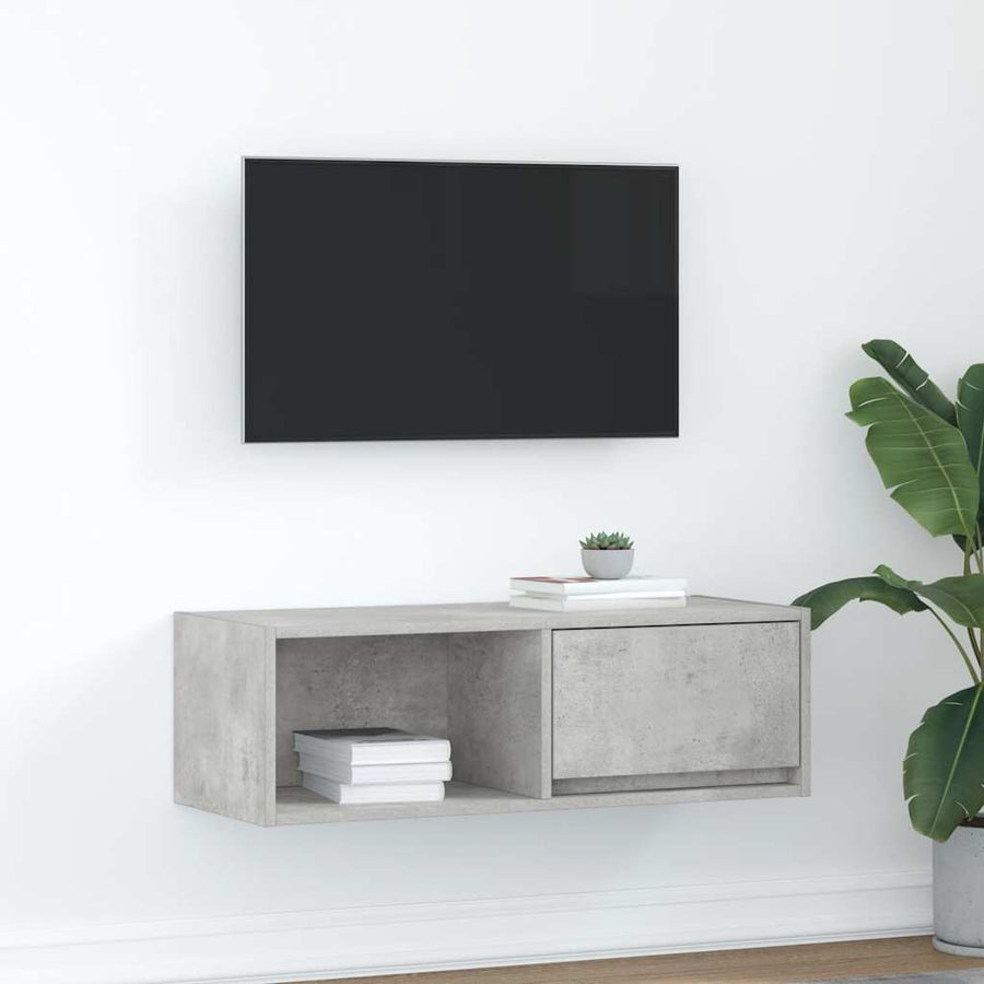 Tv-meubel 80x31x25,5 cm bewerkt hout betongrijs