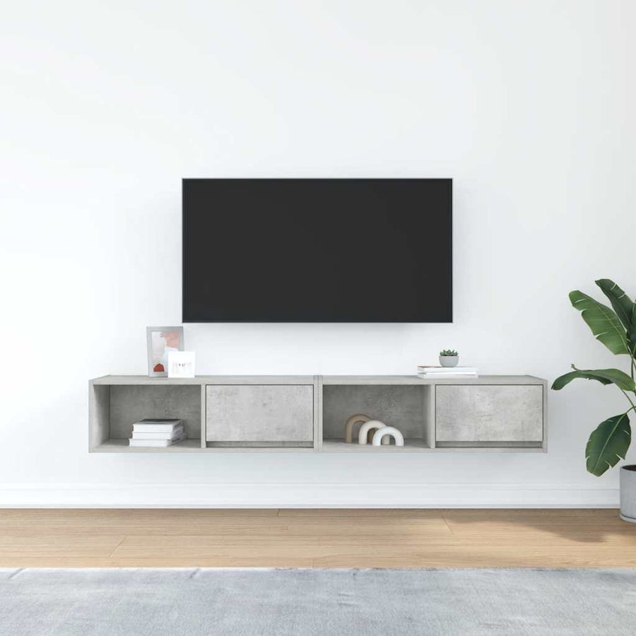 Tv-meubels 2 st 80x31x25,5 cm bewerkt hout betongrijs