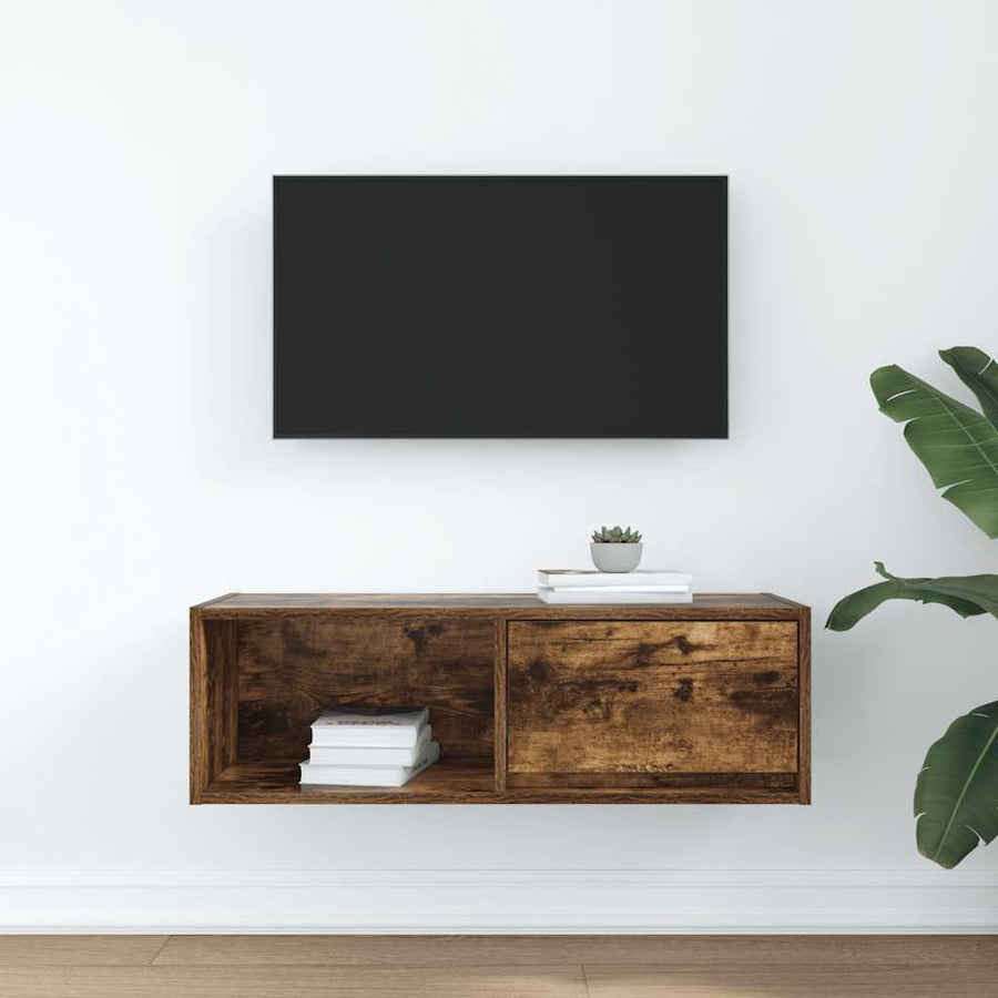 Tv-meubel 80x31x25,5 cm bewerkt hout gerookt eikenkleurig