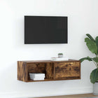 Tv-meubel 80x31x25,5 cm bewerkt hout gerookt eiken