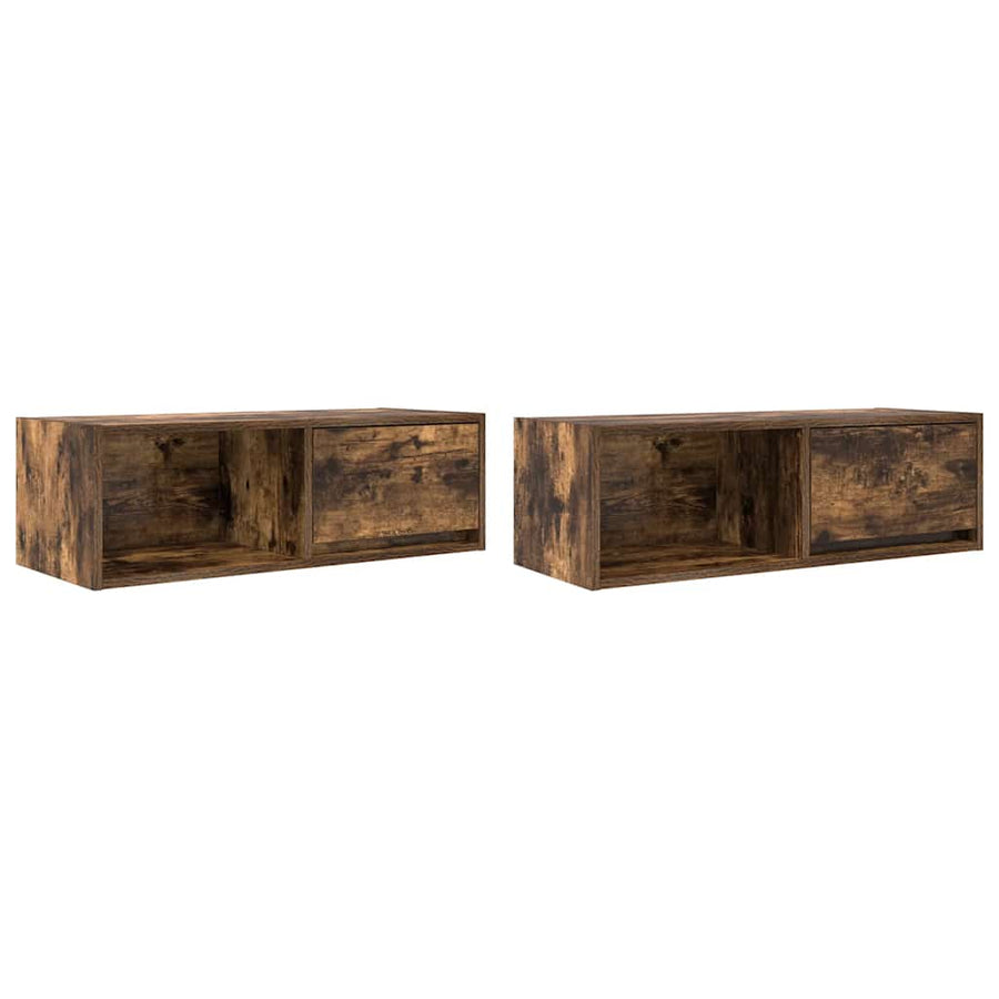Tv-meubelen 2 st 80x31x25,5cm bewerkt hout gerookt eikenkleurig
