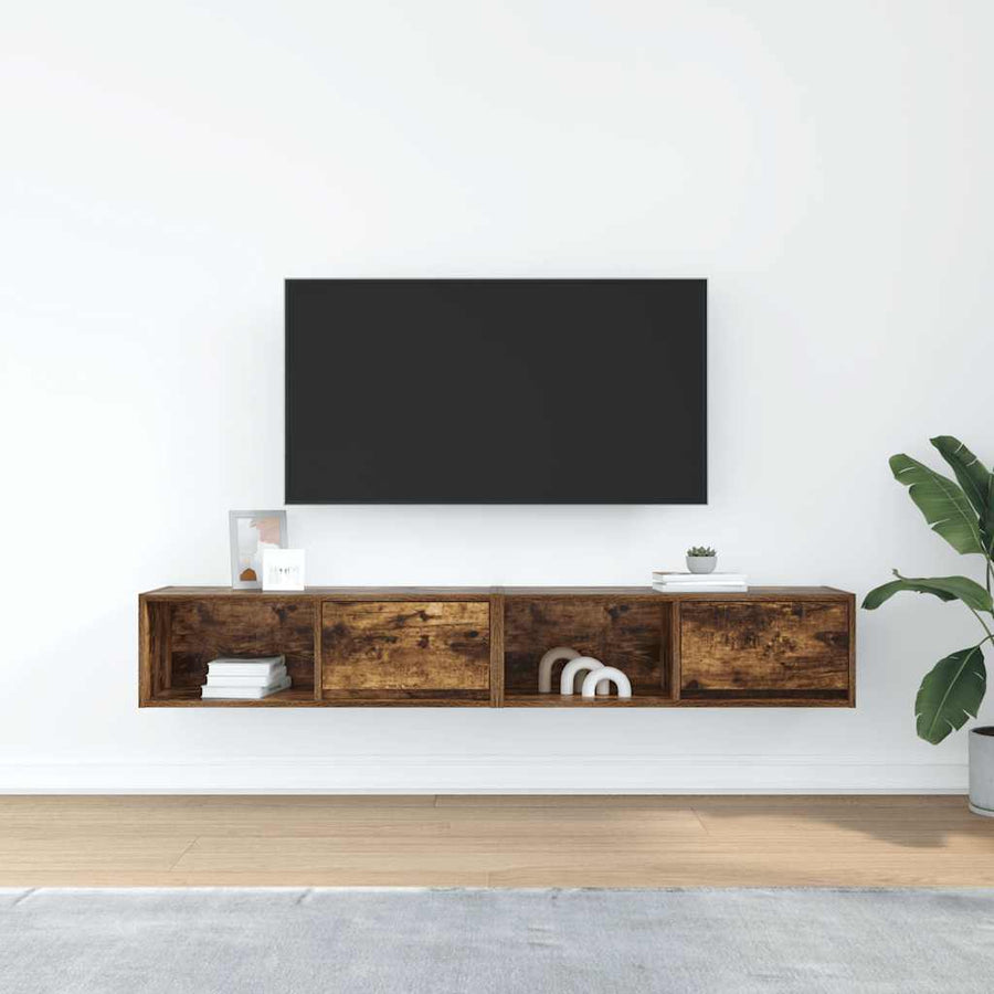 Tv-meubelen 2 st 80x31x25,5cm bewerkt hout gerookt eikenkleurig