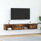 Tv-meubel 80x31x25,5 cm bewerkt hout gerookt eiken (2 stuks)