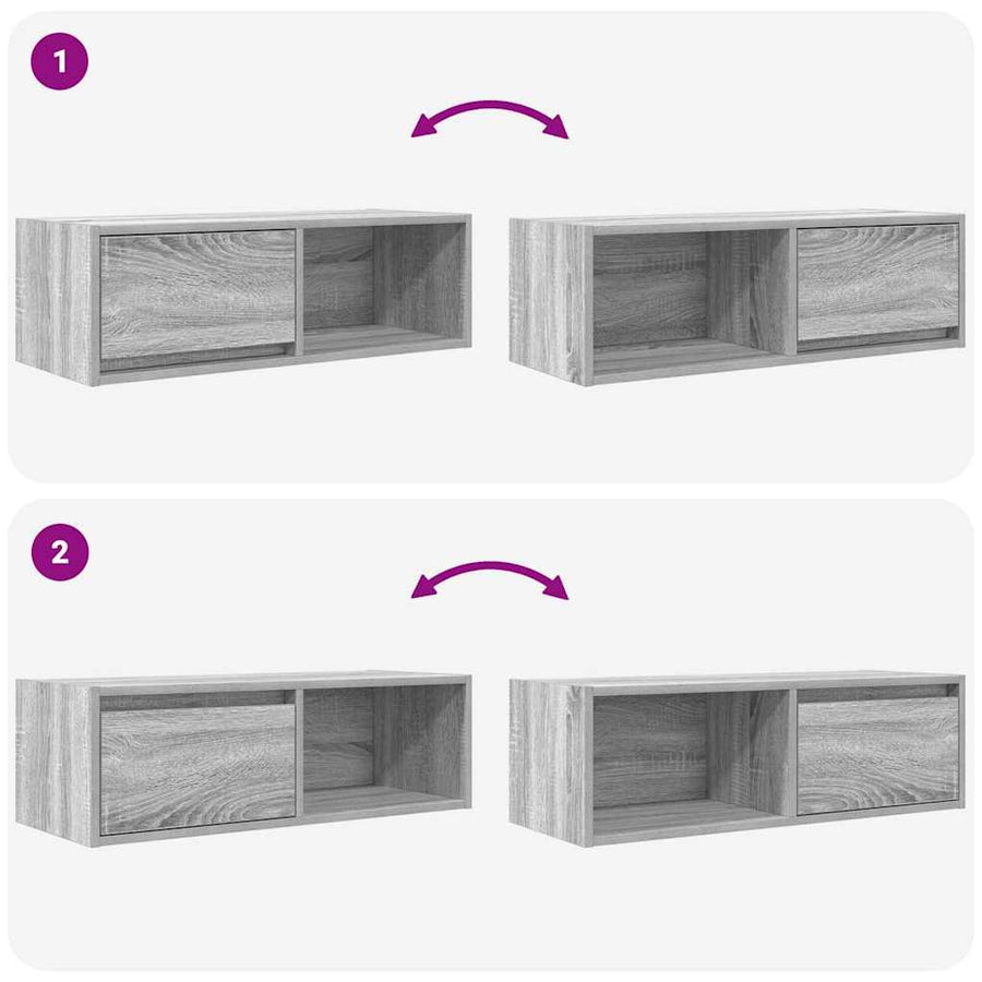 Tv-meubel 80x31x25,5 cm bewerkt hout grijs sonoma eikenkleurig