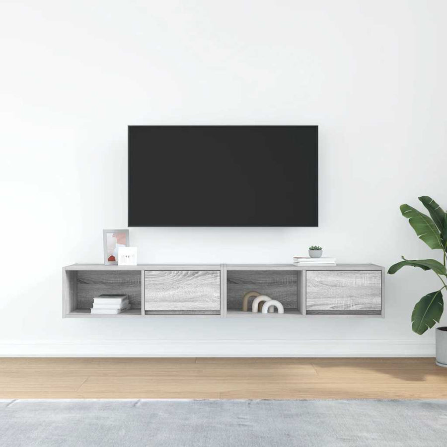 Tv-meubelen 2 st 80x31x25,5 cm bewerkt hout grijs sonoma eiken