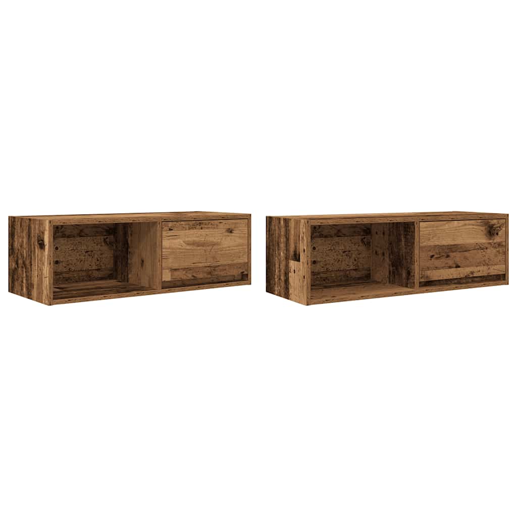 Tv-meubels 2 st 80x31x25,5 cm bewerkt hout oud houtkleurig