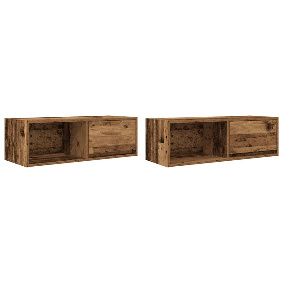 Tv-meubels 2 st 80x31x25,5 cm bewerkt hout oud houtkleurig