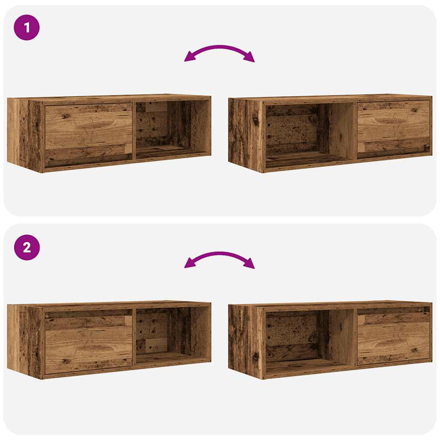 Tv-meubels 2 st 80x31x25,5 cm bewerkt hout oud houtkleurig