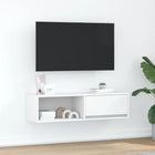 Tv-meubel 100x31x25,5 cm bewerkt hout wit wandmontage