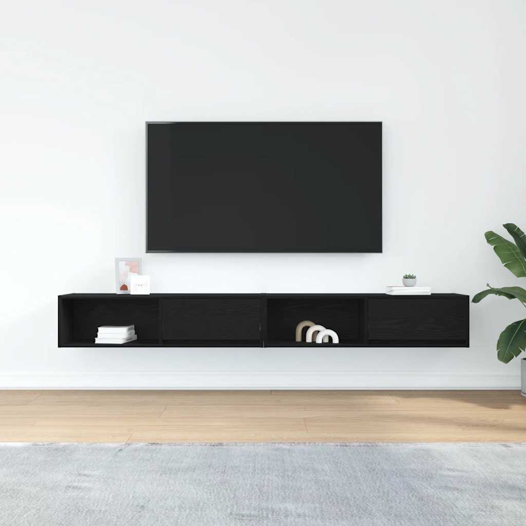 Tv-meubelen 2 st 100x31x25,5 cm bewerkt hout zwart