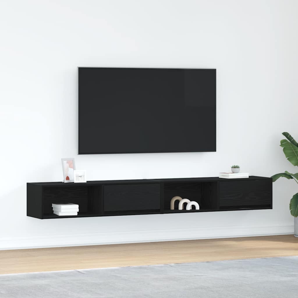 Tv-meubelen 2 st 100x31x25,5 cm bewerkt hout zwart