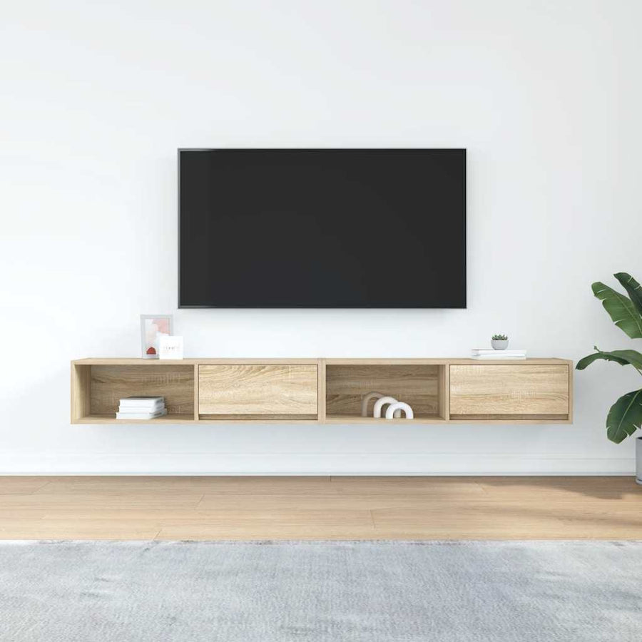 Tv-meubelen 2 st 100x31x25,5cm bewerkt hout sonoma eikenkleurig