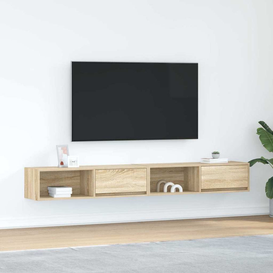 Tv-meubelen 2 st 100x31x25,5cm bewerkt hout sonoma eikenkleurig