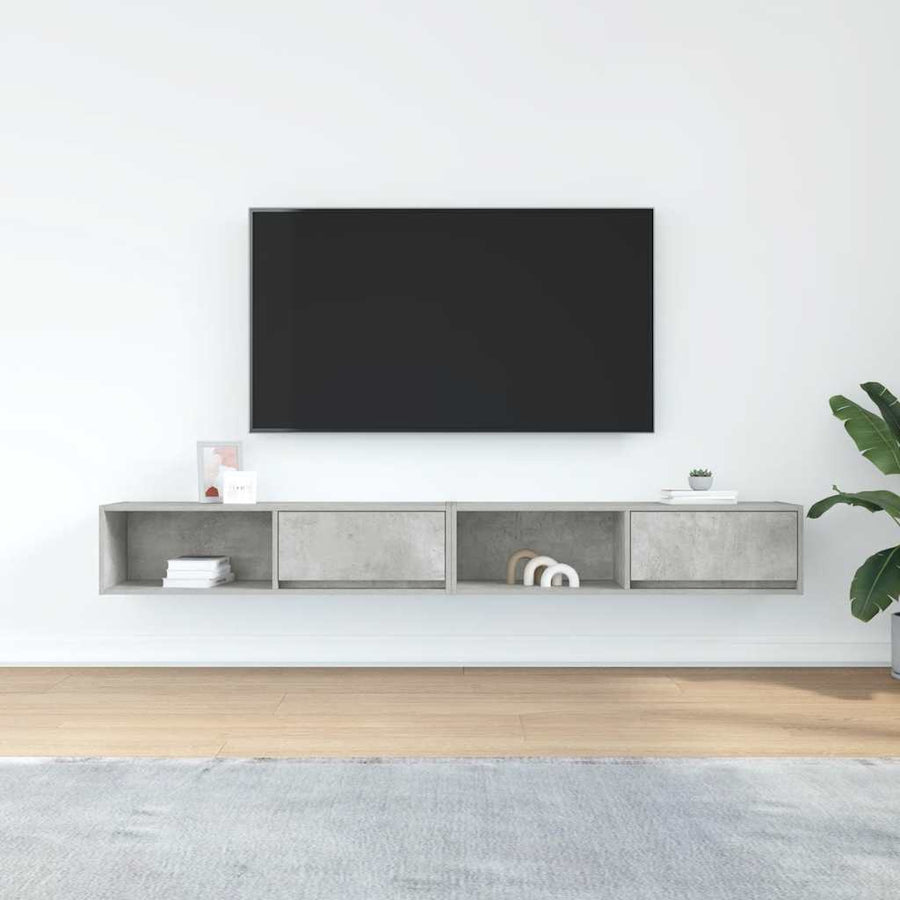 Tv-meubelen 2 st 100x31x25,5 cm bewerkt hout betongrijs