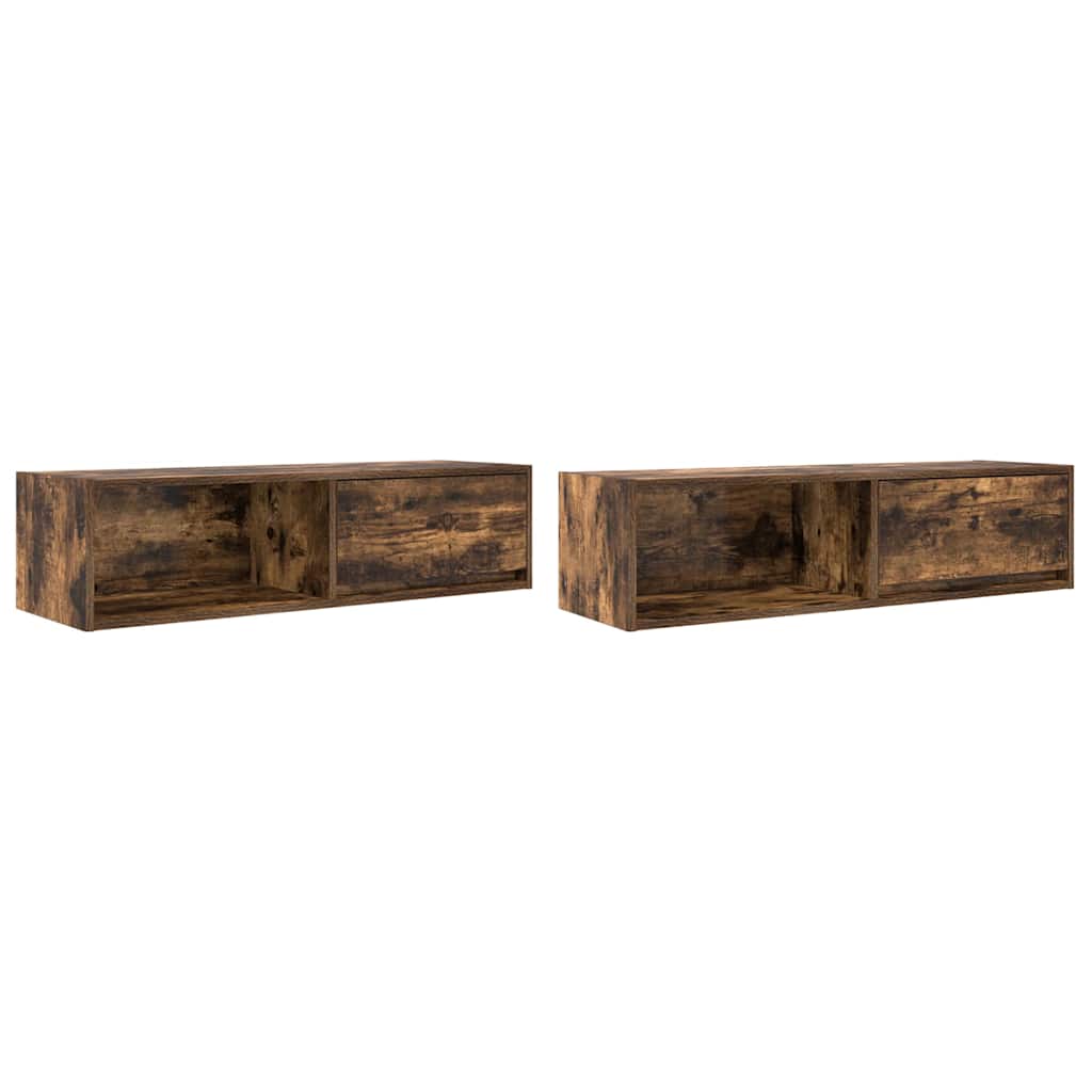 Tv-meubels, 2 st 100x31x25,5 cm spaanplaat gerookt eikenkleurig