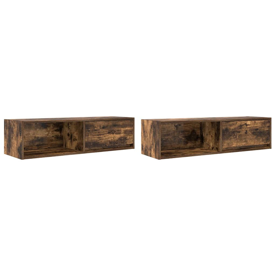 Tv-meubels, 2 st 100x31x25,5 cm spaanplaat gerookt eikenkleurig