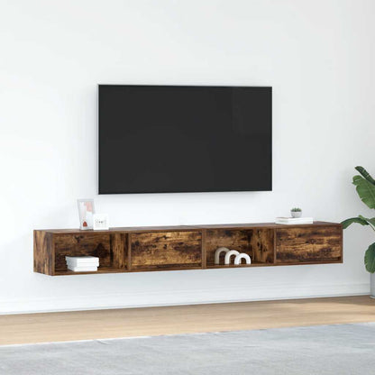 Tv-meubels, 2 st 100x31x25,5 cm spaanplaat gerookt eikenkleurig