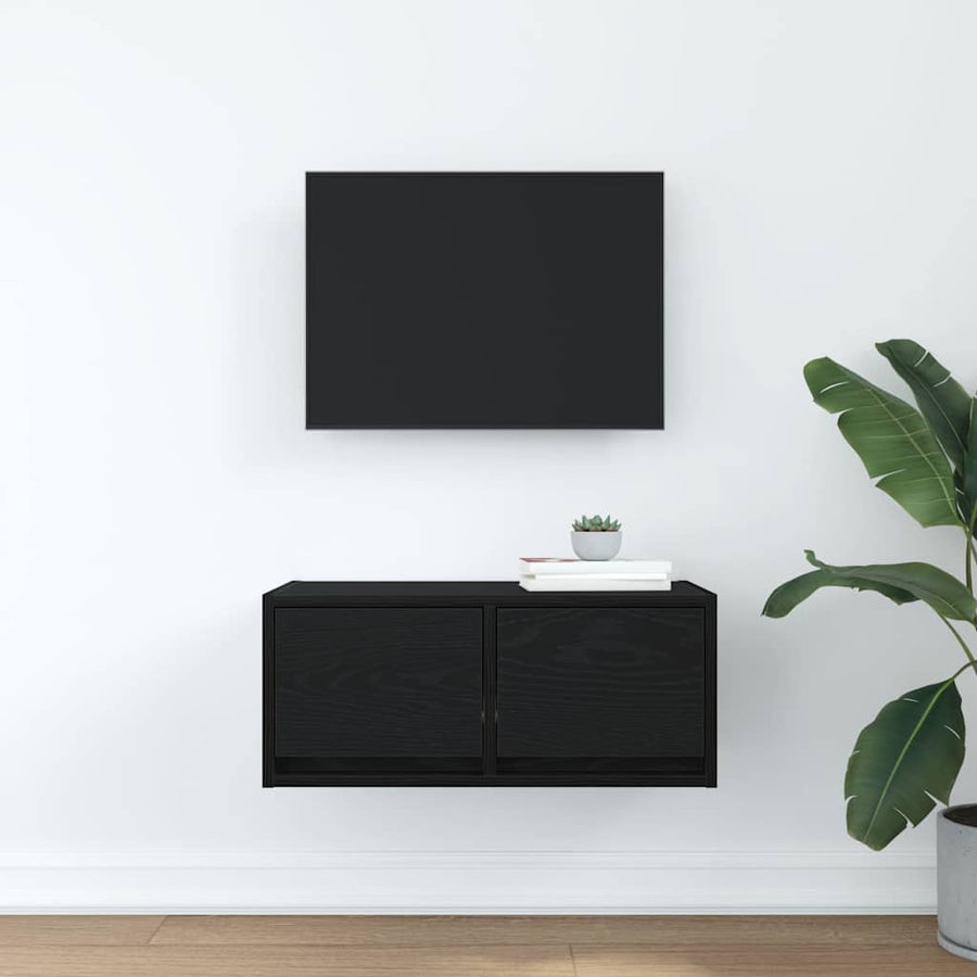 TV-meubel 60x31x25,5 cm spaanplaat zwart eikenkleurig