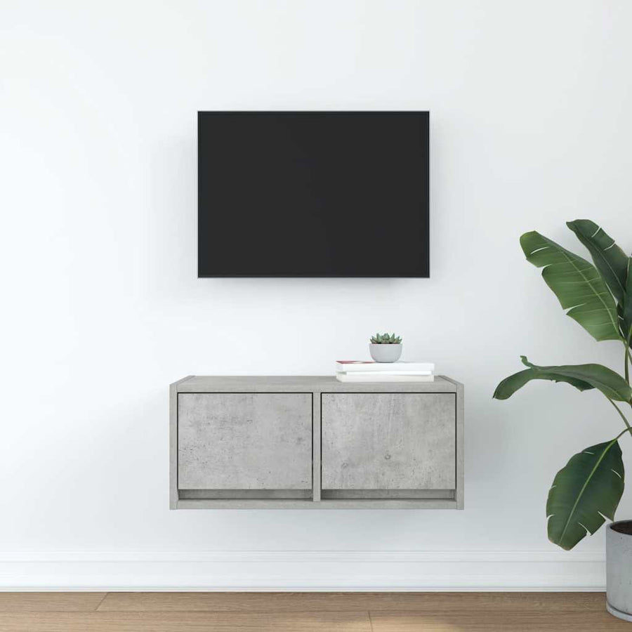 TV-meubel 60x31x25,5 cm bewerkt hout betongrijs