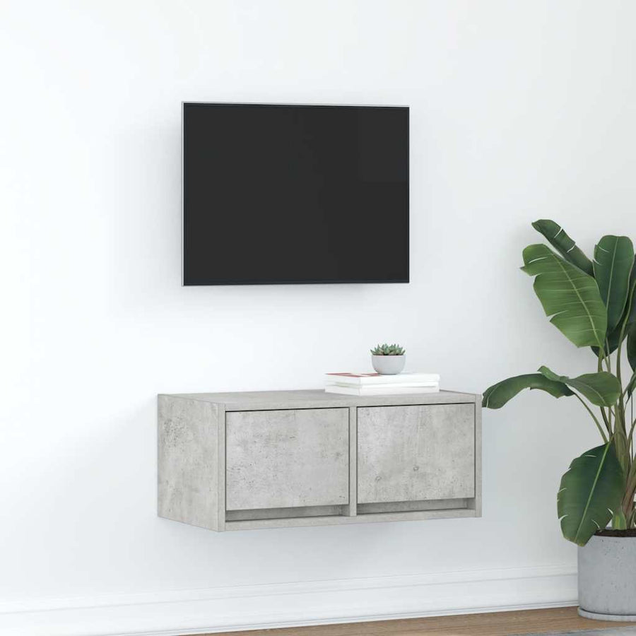 TV-meubel 60x31x25,5 cm bewerkt hout betongrijs