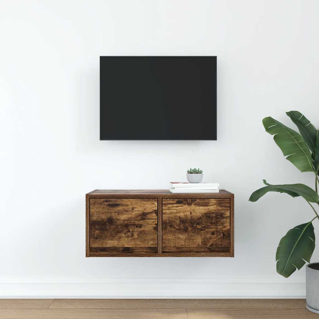 TV-meubel 60x31x25,5 cm bewerkt hout gerookt eikenkleurig