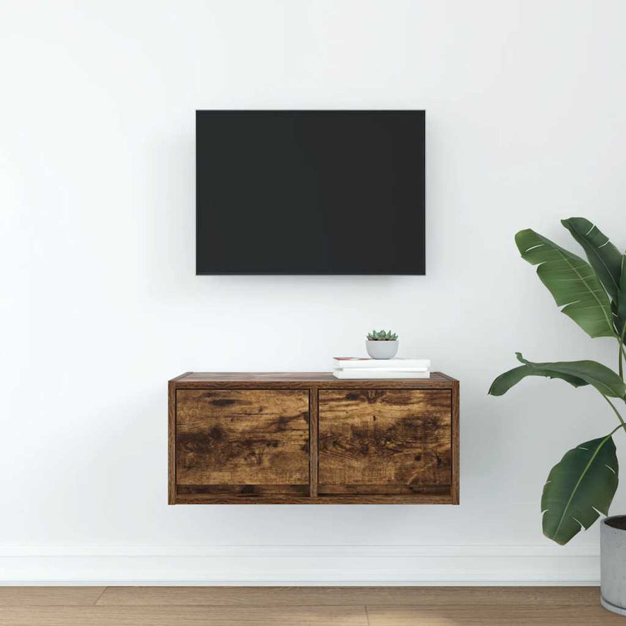 TV-meubel 60x31x25,5 cm bewerkt hout gerookt eikenkleurig