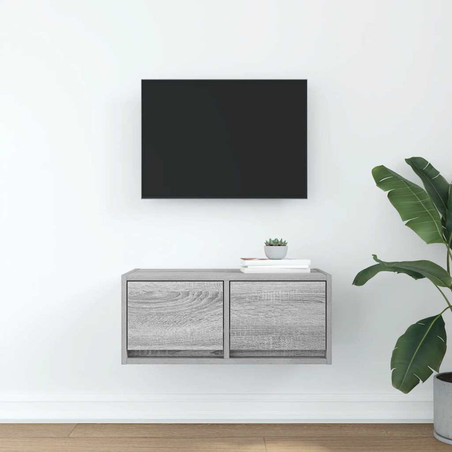 TV-meubel 60x31x25,5 cm bewerkt hout grijs sonoma eikenkleurig