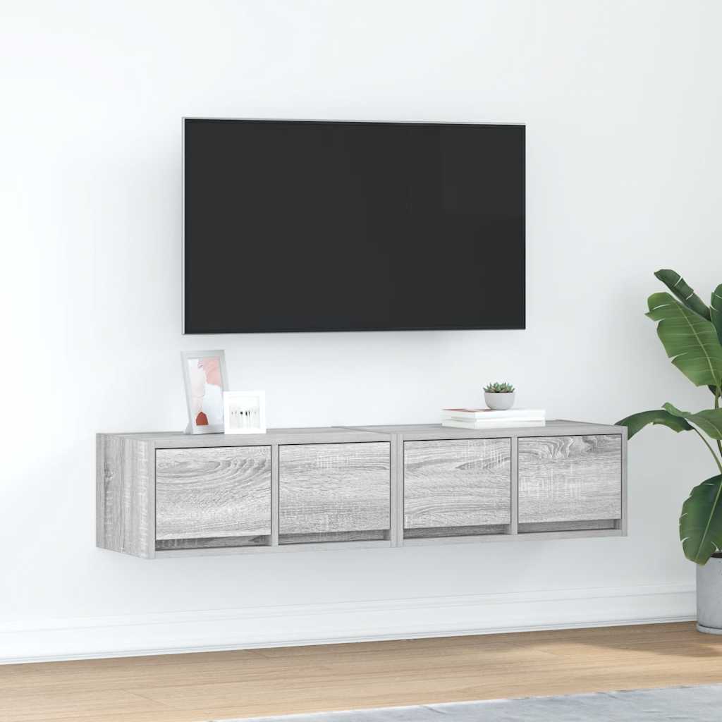 Tv-meubelen 2 st 60x31x25,5 cm bewerkt hout grijs sonoma eiken