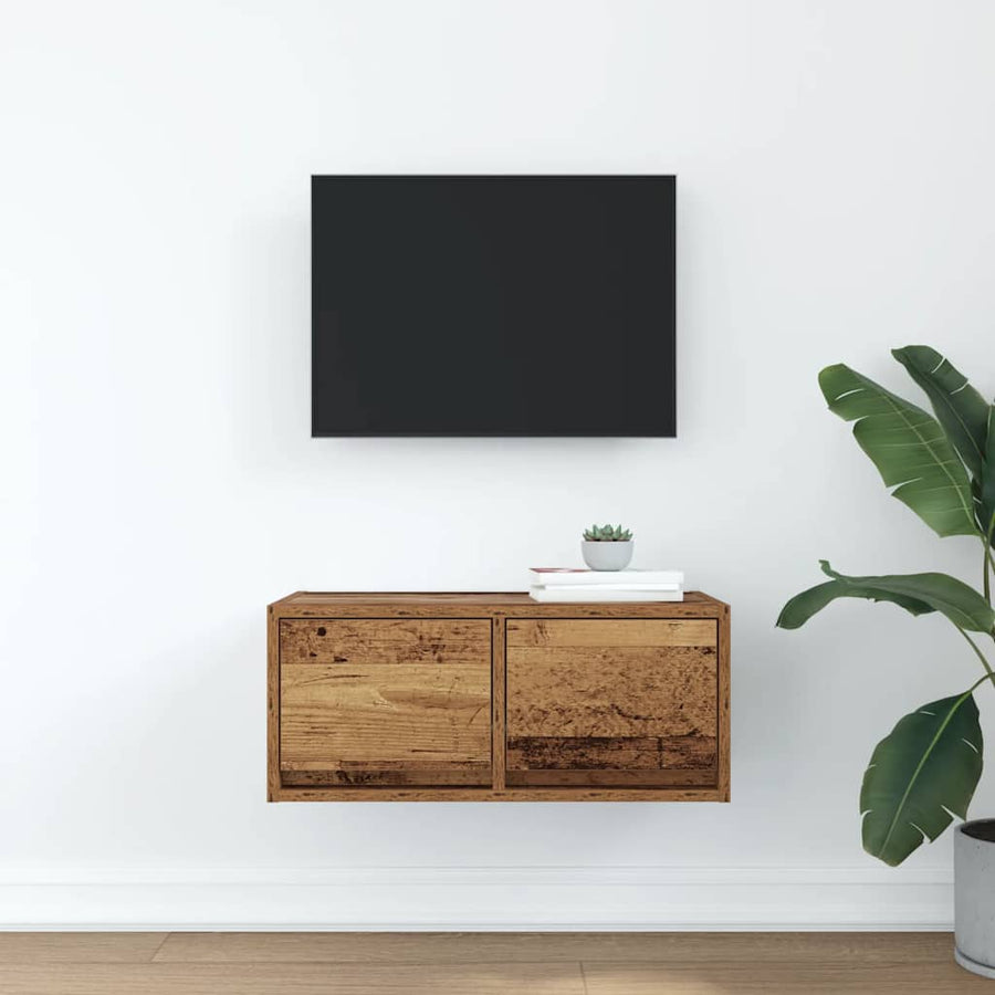 TV-meubel 60x31x25,5 cm bewerkt hout oud houtkleurig
