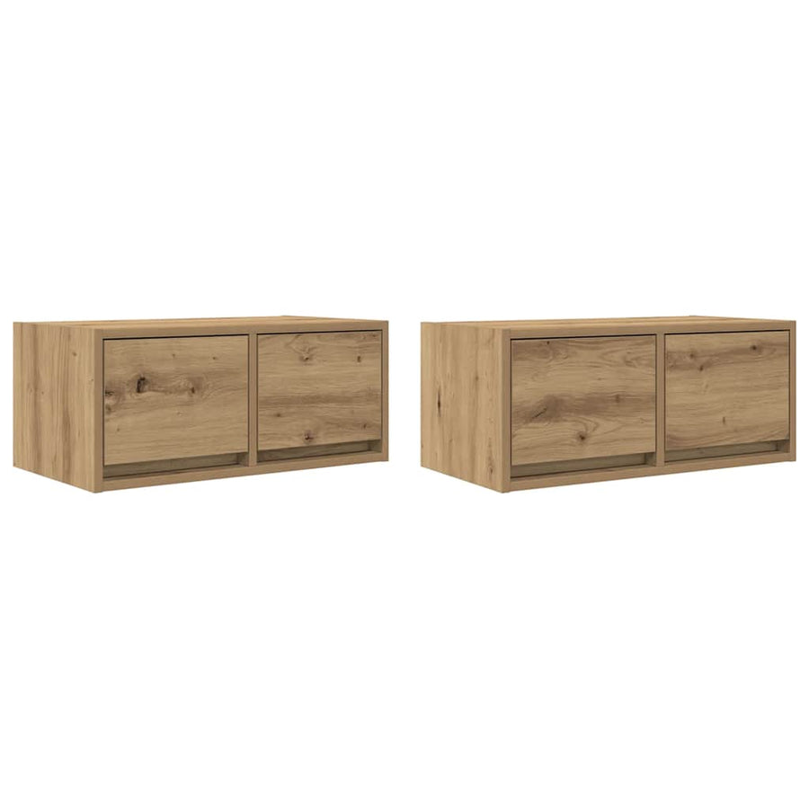 Tv-meubelen 2 st 60x31x25,5 cm bewerkt hout artisanaal eiken