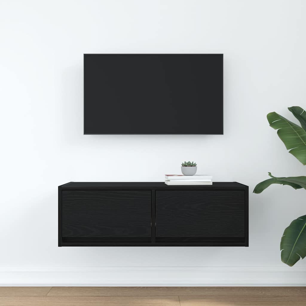 TV-meubel 80x31x25,5 cm spaanplaat zwart eikenkleurig