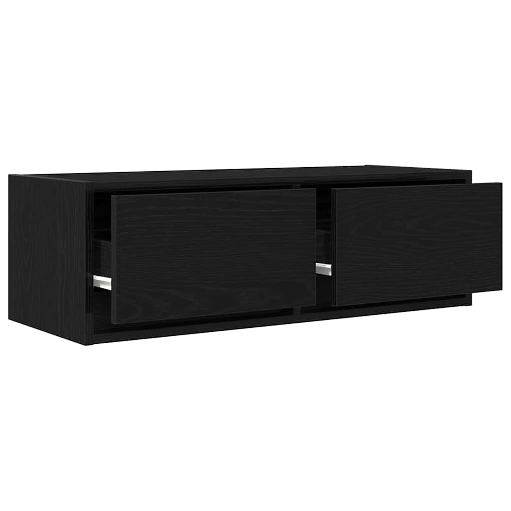 TV-meubel 80x31x25,5 cm spaanplaat zwart eikenkleurig