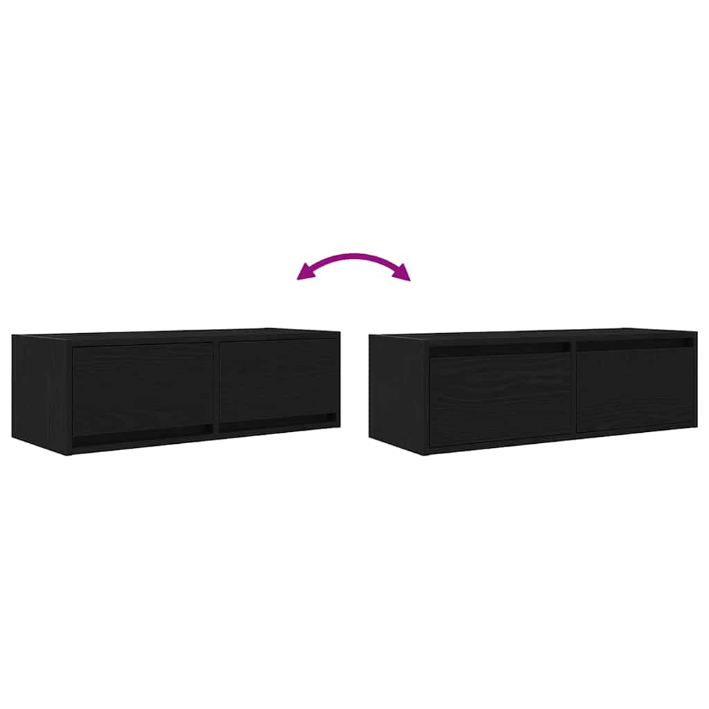 TV-meubel 80x31x25,5 cm spaanplaat zwart eikenkleurig