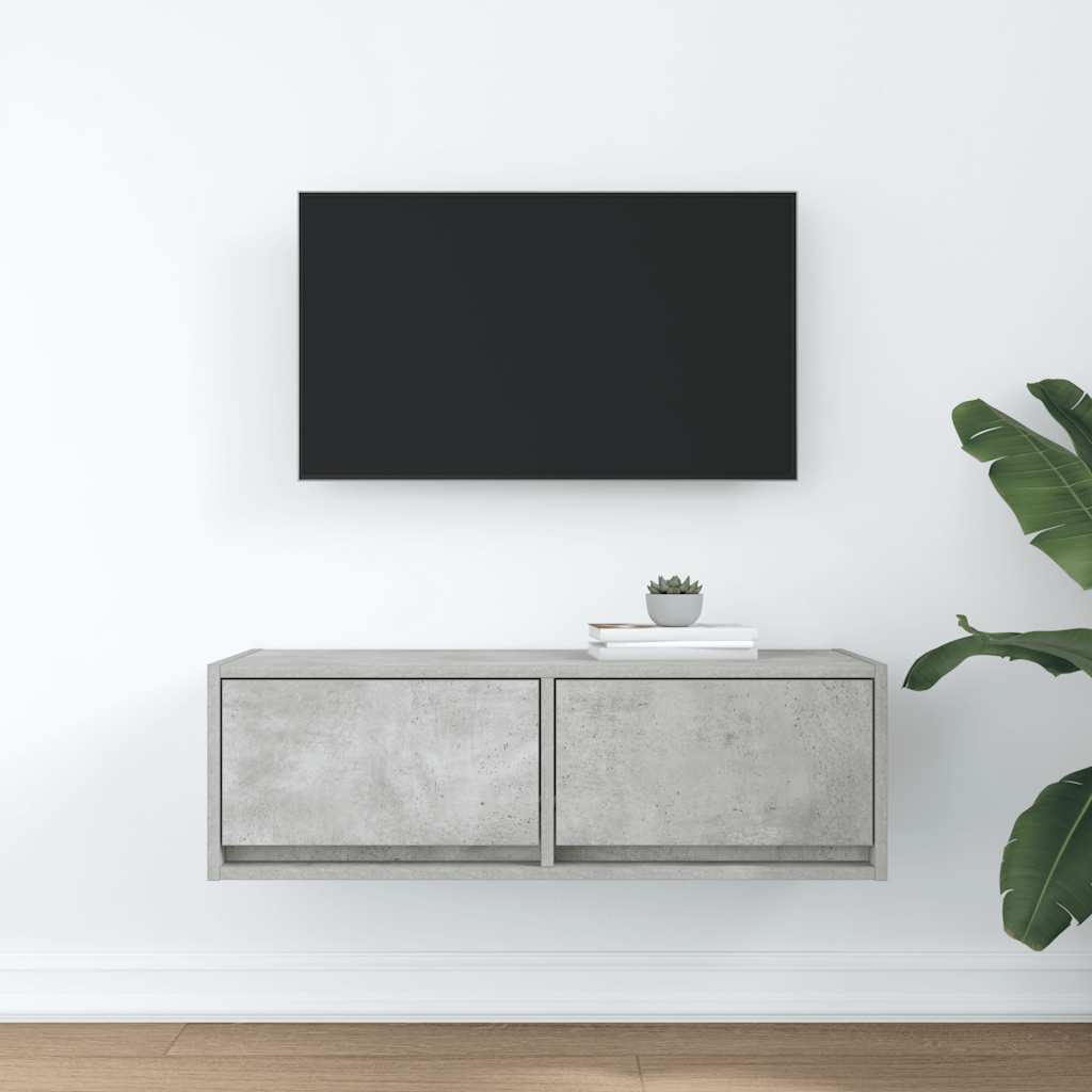 Tv-meubel 80x31x25,5 cm bewerkt hout betongrijs