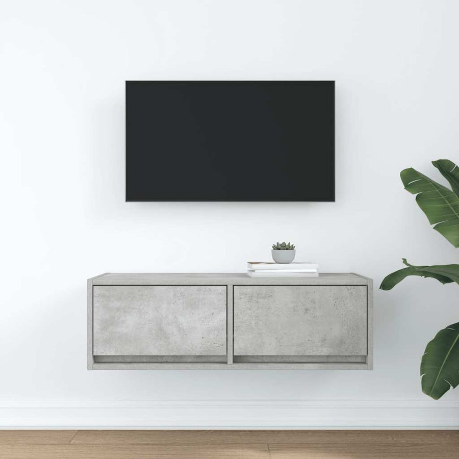 Tv-meubel 80x31x25,5 cm bewerkt hout betongrijs