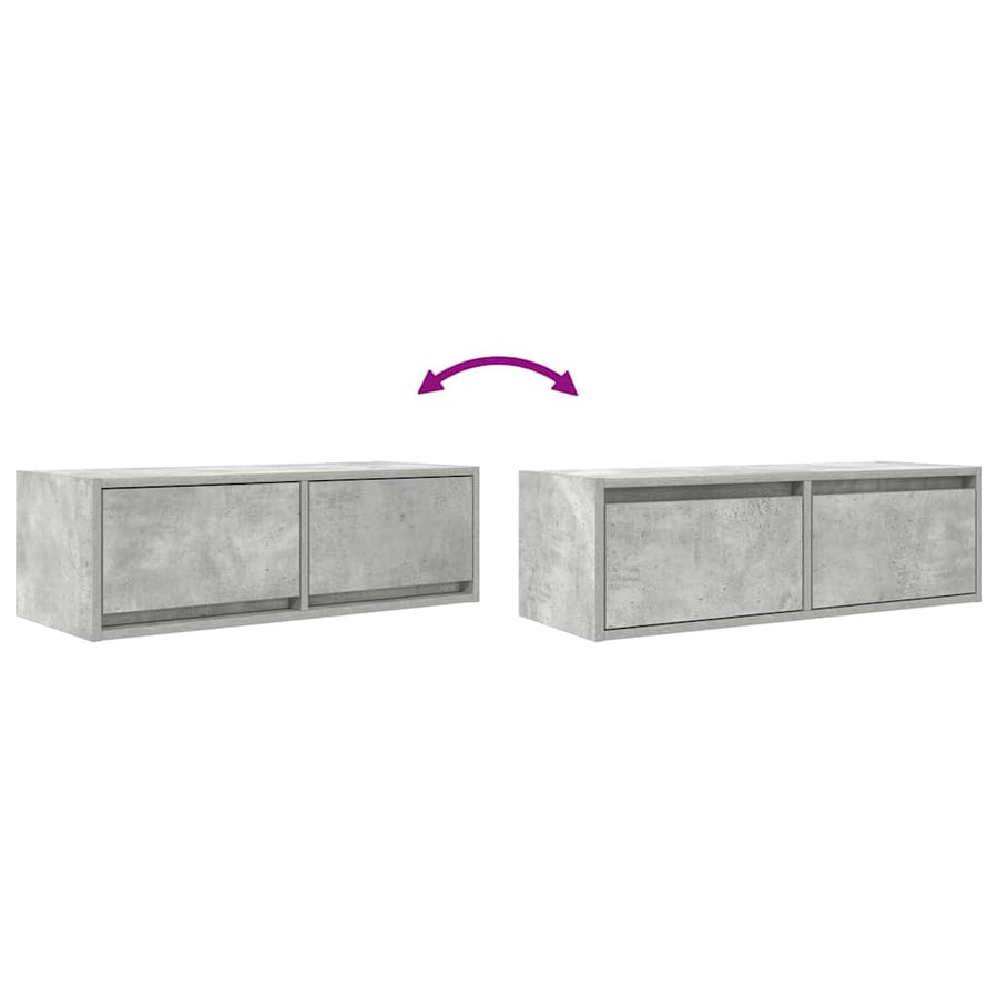Tv-meubel 80x31x25,5 cm bewerkt hout betongrijs