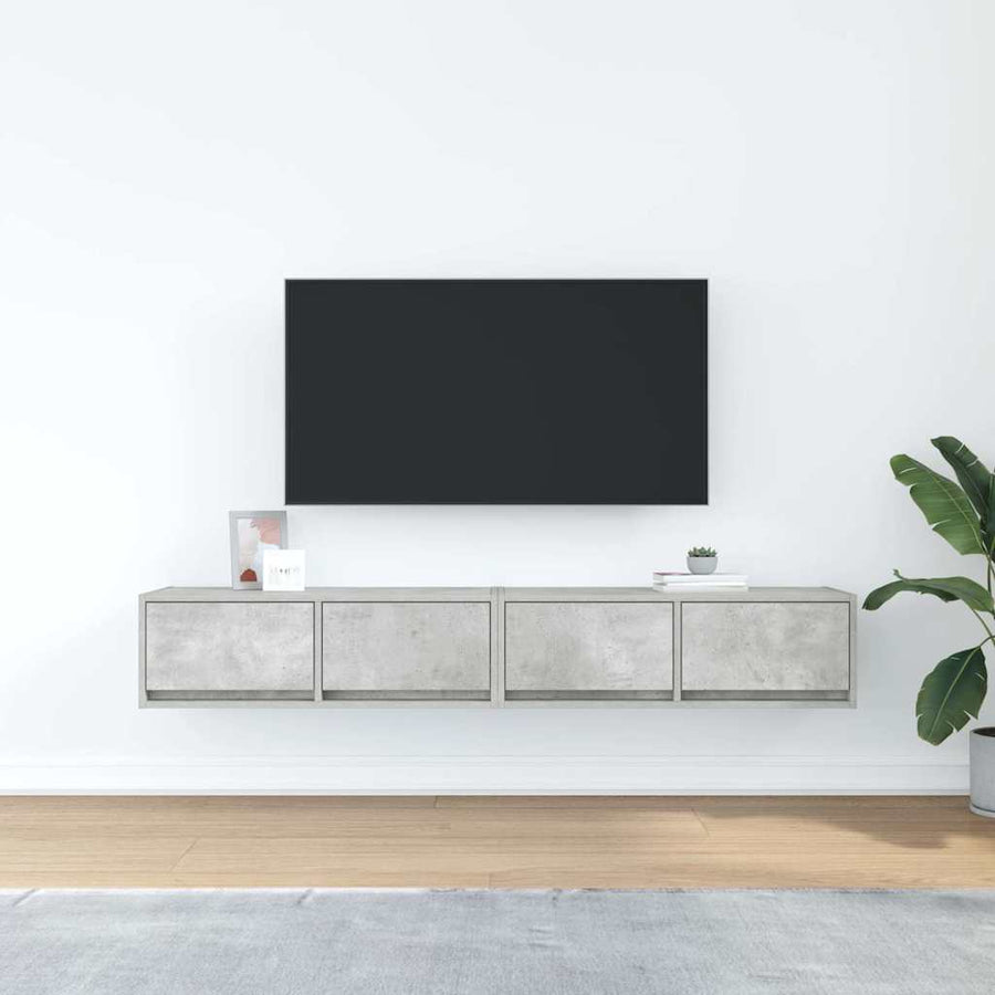 Tv-meubels 2 st 80x31x25,5 cm bewerkt hout betongrijs