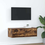 Tv-meubel 80x31x25,5 cm bewerkt hout gerookt eiken