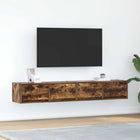 Tv-meubel 80x31x25,5 cm bewerkt hout gerookt eiken (2 stuks)
