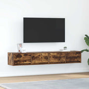 Tv-meubel 80x31x25,5 cm bewerkt hout gerookt eiken (2 stuks)
