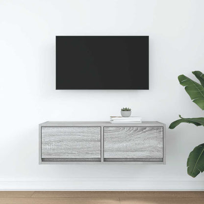 Tv-meubel 80x31x25,5 cm bewerkt hout grijs sonoma eikenkleurig
