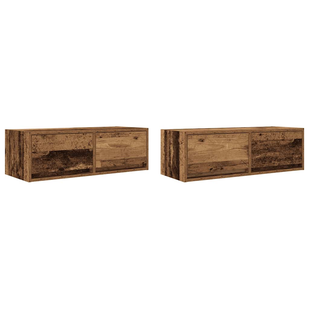 Tv-meubels 2 st 80x31x25,5 cm bewerkt hout oud houtkleurig
