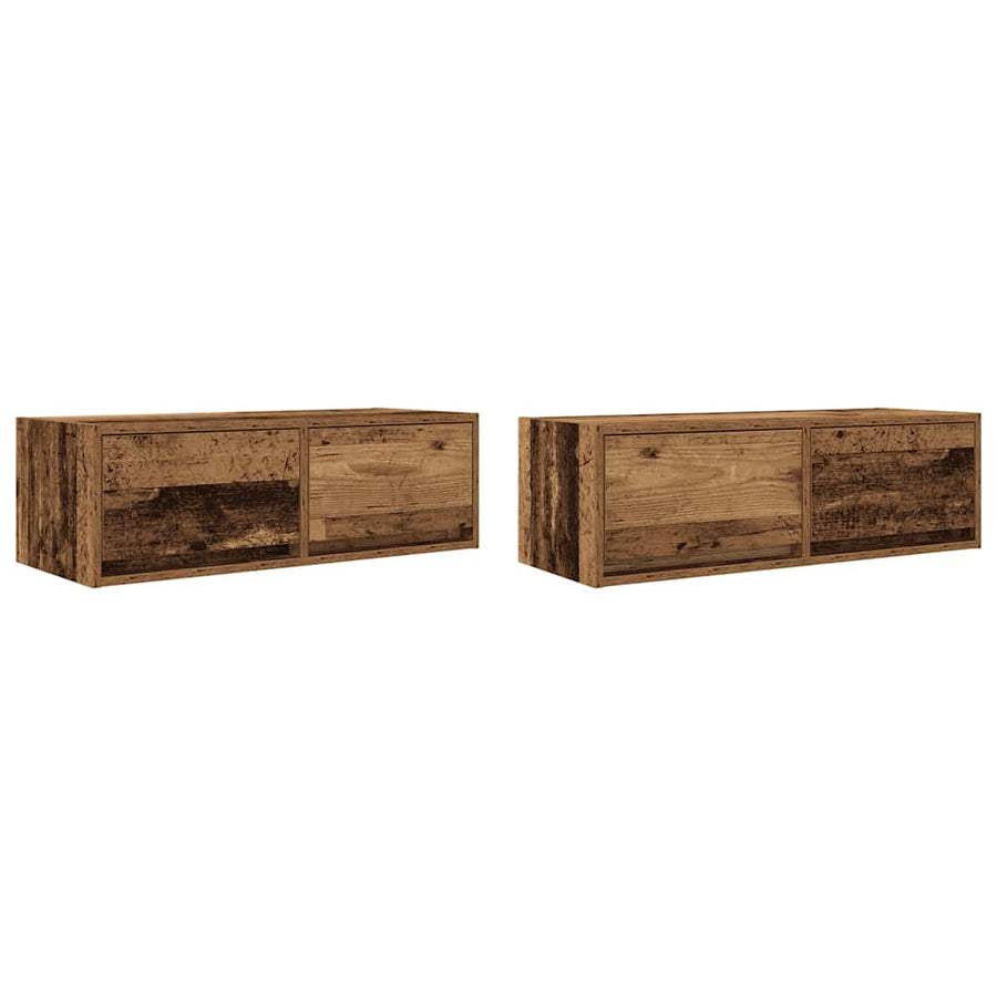 Tv-meubels 2 st 80x31x25,5 cm bewerkt hout oud houtkleurig