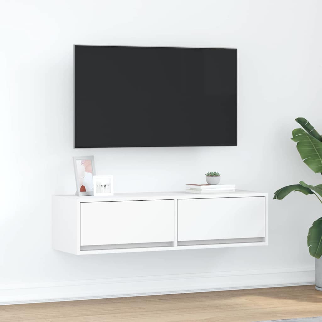 Tv-Kast Met Lade Bewerkt Hout Wit