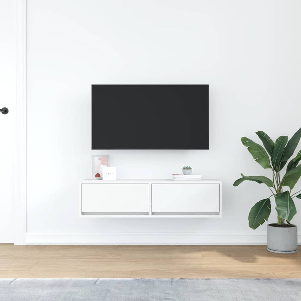 Tv-Kast Met Lade Bewerkt Hout Wit