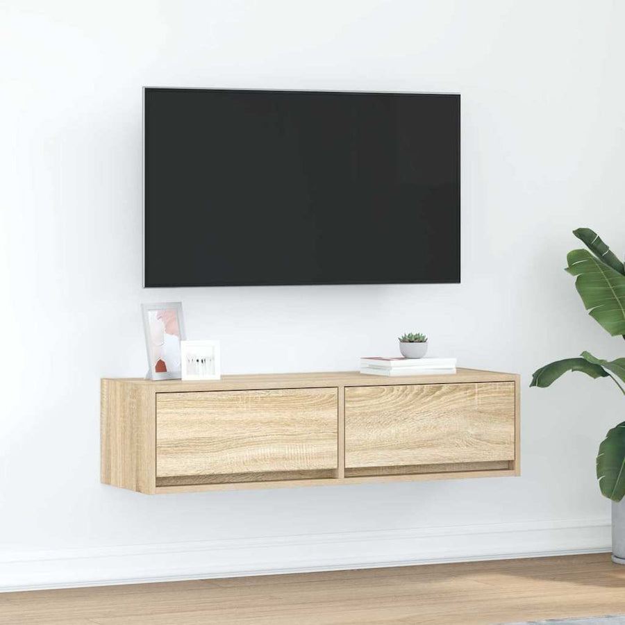Tv-Kast Met Lade Bewerkt Hout Sonoma eiken